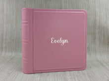 Load image into Gallery viewer, Personalized Classic Photo Album - Square Pink Leather Bound Scrapbook
