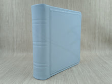 Load image into Gallery viewer, Personalized Light Blue Leather Photo Album - Square Classic Baby Boy Scrapbook
