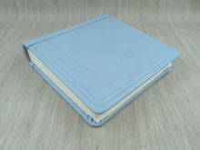 Load image into Gallery viewer, Personalized Light Blue Leather Photo Album - Square Classic Baby Boy Scrapbook
