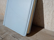 Load image into Gallery viewer, Personalized Light Blue Leather Photo Album - Square Classic Baby Boy Scrapbook
