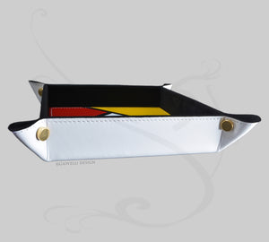 Unique Mosaic Leather Valet Tray - Square Multicolor Pocket Emptier