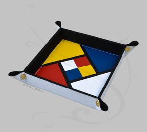 Unique Mosaic Leather Valet Tray - Square Multicolor Pocket Emptier