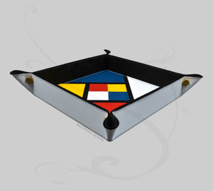 Unique Mosaic Leather Valet Tray - Square Multicolor Pocket Emptier
