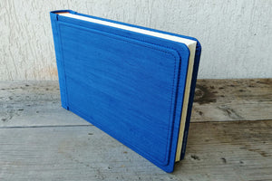 standing wooden effect blue photo book by Giovelli Design