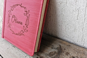 fancy personalized photo album with floral frames by Giovelli Design