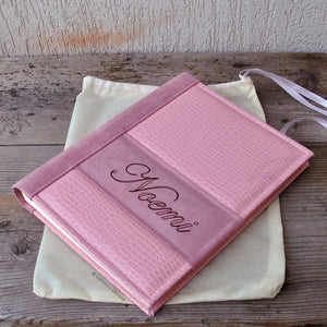 fancy baby girl pink album personalized with name by Giovelli Design