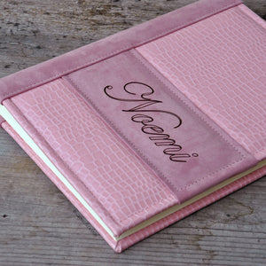 pink non leather scrapbook album with croc pattern by Giovelli Design