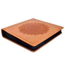 Load image into Gallery viewer, Lovely Suede Leather Family Photo Album with Sunflower - Square Russet Brown Wedding Scrapbook
