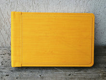 Load image into Gallery viewer, landscape yellow faux leather album with a unique wood pattern by Giovelli Design

