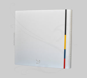 unique and stylish back of a modern art inspired photo book by Giovelli Design