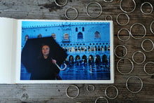 Load image into Gallery viewer, Customised Scrapbook Album with a Geometrical Floral Frame - Landscape Royal Blue Photo Book with Monogram
