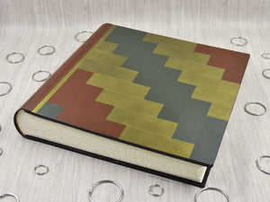 Astonishing Patchwork Leather Photo Album Square Brown Gold Green Scrapbook by Giovelli Design