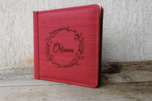 Load image into Gallery viewer, Customized Scrapbook for Graduation with a Fancy Wreath Country and Rustic Style Red Faux Leather Photo Album by Giovelli Design
