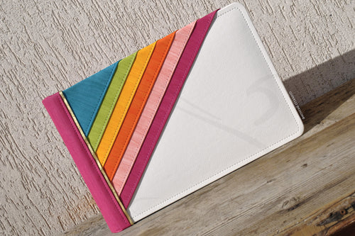 Customized Wedding Photo Album with a Colorful Handcrafted Rainbow Horizontal Italian Bound LGBT Photobook by Giovelli Design