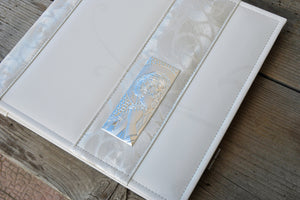 classy seams on a white first communion photo album by Giovelli Design