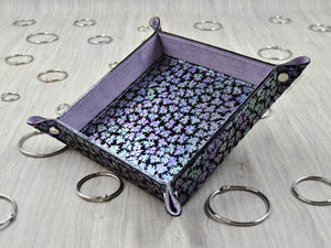 Glistening Suede Leather Pocket Emptier Iridescent Rainbow Colors Valet Tray by Giovelli Design