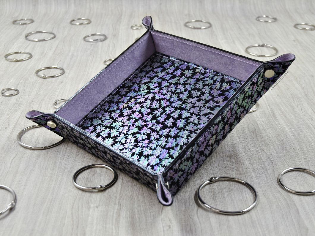 Glistening Suede Leather Pocket Emptier Iridescent Rainbow Colors Valet Tray by Giovelli Design