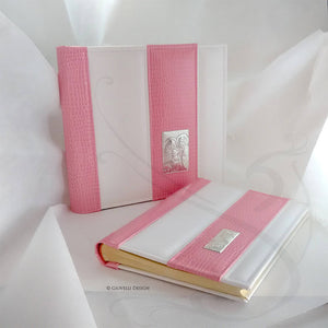 white and pink photo album by giovelli design