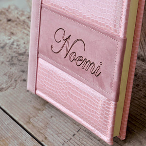 fancy pink baby girl album with personalization