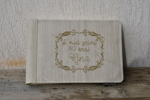 rustic beige album with personalization by Giovelli Design
