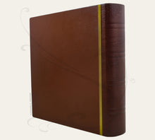 Load image into Gallery viewer, Ritzy Leather Photo Book with Diagonal Stripes - Square Brown and Gold Family Album 35x35 cm
