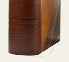 Load image into Gallery viewer, Ritzy Leather Photo Book with Diagonal Stripes - Square Brown and Gold Family Album 35x35 cm
