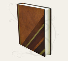 Load image into Gallery viewer, Ritzy Leather Photo Book with Diagonal Stripes - Square Brown and Gold Family Album 35x35 cm
