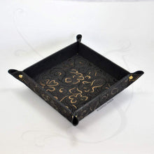 Load image into Gallery viewer, Stylish Suede Leather Valet Tray Square Gray Black and Gold Catchall by Giovelli Design
