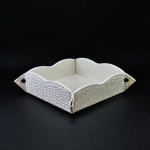 square pearl white catchall tray handmade in italy by Giovelli Design