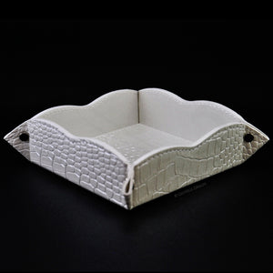 fancy pearl white valet tray with croc pattern by Giovelli Design