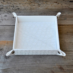 elegant glitter white faux leather tray italian handmade by Giovelli Design