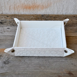 stylish white non leather valet tray with croc pattern by Giovelli Design