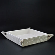 Load image into Gallery viewer, pearl white italian handmade non leather catchall with a croc pattern by Giovelli Design

