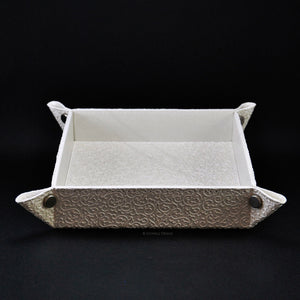 floral white leatherette desk tidy by Giovelli Design
