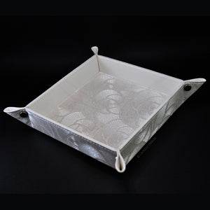 fancy white glittered catchall with a cool rose pattern by Giovelli Design