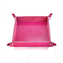 Load image into Gallery viewer, picture from above of a classy hot pink leather catchall by Giovelli Design
