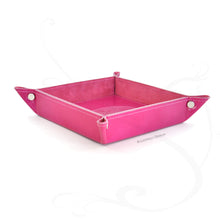 Load image into Gallery viewer, stylish hot pink leather catchall tray handmade in italy by Giovelli Design
