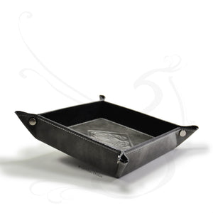fancy marbled gray leather valet tray by Giovelli Design