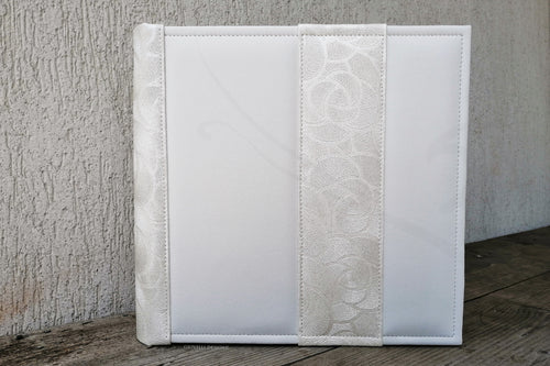 Traditional Wedding Photo Album Square White Leatherette Family Scrapbook by Giovelli Design