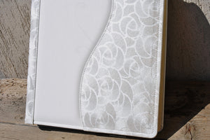 Traditional Wedding Scrapbook Square White Faux Leather Family Photo Album by Giovelli Design